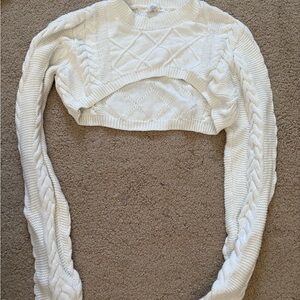 Full Tilt Cream Cable Knit Shrug